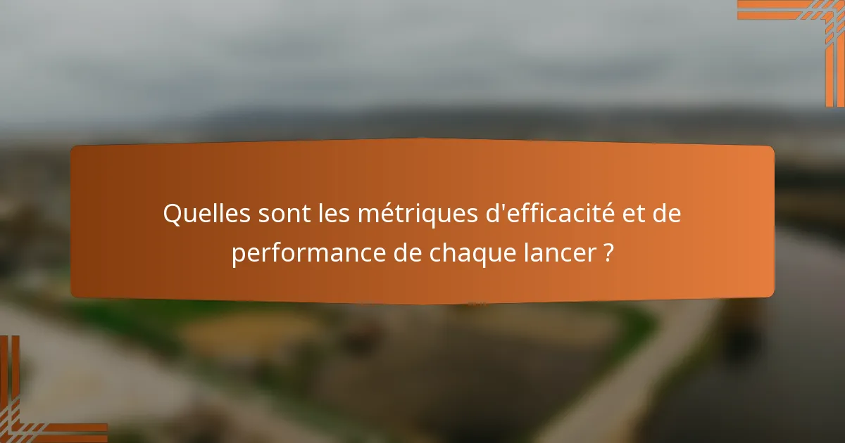 Quelles sont les métriques d'efficacité et de performance de chaque lancer ?